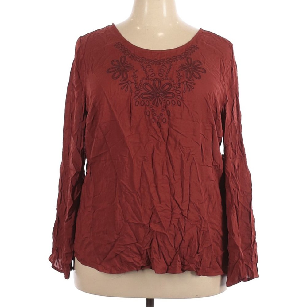 ❤️ Faded Glory Long Sleeve Blouse XXL NWT